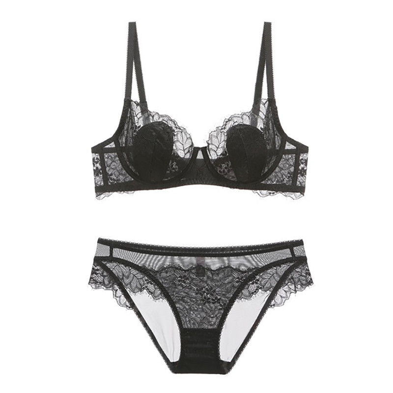 Čipkani ultratanki prozirni grudnjak Komplet grudnjaka veće veličine s tankim podstavama Set seksi gaćica Donje rublje Žensko ljetno donje rublje ABCDE košarica