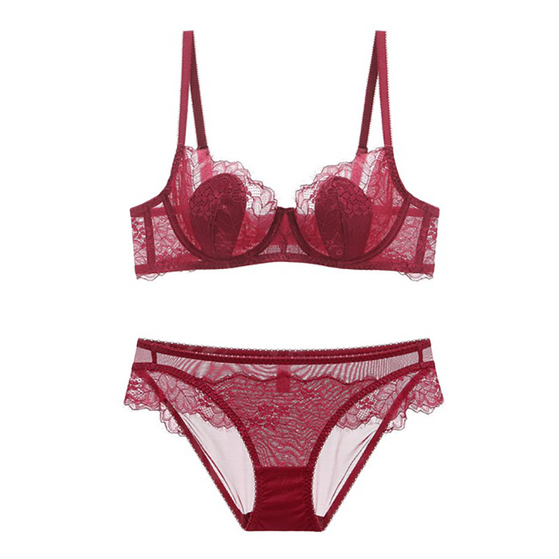 Čipkani ultratanki prozirni grudnjak Komplet grudnjaka veće veličine s tankim podstavama Set seksi gaćica Donje rublje Žensko ljetno donje rublje ABCDE košarica