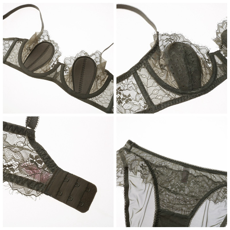Čipkani ultratanki prozirni grudnjak Komplet grudnjaka veće veličine s tankim podstavama Set seksi gaćica Donje rublje Žensko ljetno donje rublje ABCDE košarica