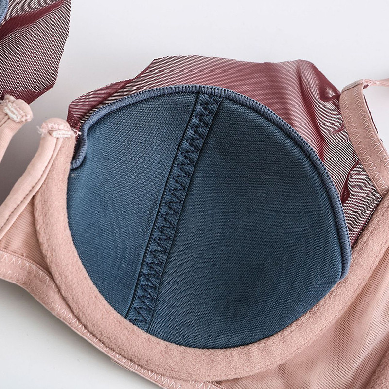 Deep V Plunge Satin Mesh Patchwork Σετ εσώρουχα με λεπτή γραμμή και εσώρουχα με σέξι γυναικεία εσώρουχα Push Up Νέες παραλαβές