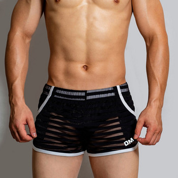 Секси бельо Мъжки боксерки Shorts Calzoncillos Stripe Transparent Ropa Interior Hombre Home Shorts Quick Dry Lingerie Cuecas