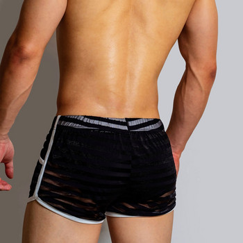 Секси бельо Мъжки боксерки Shorts Calzoncillos Stripe Transparent Ropa Interior Hombre Home Shorts Quick Dry Lingerie Cuecas