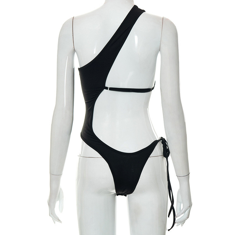 BKLD ținute de vară pentru femei 2022, nou, culoare solidă, negru, body sexy, bandaj scobit, cu șireturi, cu spatele deschis