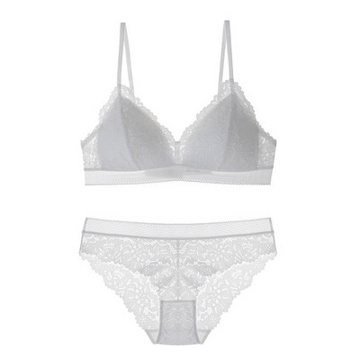 Ασύρματο σουτιέν και εσώρουχα με δαντέλα με λεπτή επένδυση Triangle Cup με Push Up Γυναικεία εσώρουχα Σέξι εσώρουχα Bralette 2019 Νέο