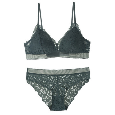 Ασύρματο σουτιέν και εσώρουχα με δαντέλα με λεπτή επένδυση Triangle Cup με Push Up Γυναικεία εσώρουχα Σέξι εσώρουχα Bralette 2019 Νέο