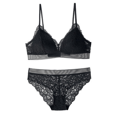 Ασύρματο σουτιέν και εσώρουχα με δαντέλα με λεπτή επένδυση Triangle Cup με Push Up Γυναικεία εσώρουχα Σέξι εσώρουχα Bralette 2019 Νέο