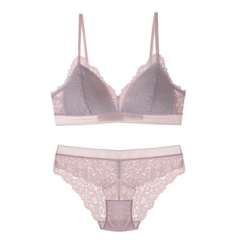 Ασύρματο σουτιέν και εσώρουχα με δαντέλα με λεπτή επένδυση Triangle Cup με Push Up Γυναικεία εσώρουχα Σέξι εσώρουχα Bralette 2019 Νέο