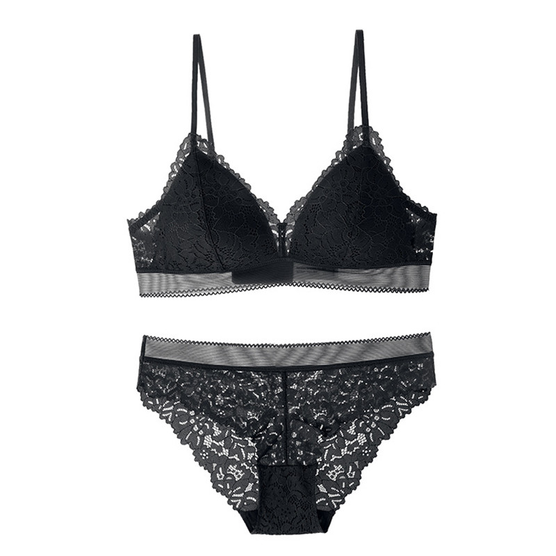 Ασύρματο σουτιέν και εσώρουχα με δαντέλα με λεπτή επένδυση Triangle Cup με Push Up Γυναικεία εσώρουχα Σέξι εσώρουχα Bralette 2019 Νέο