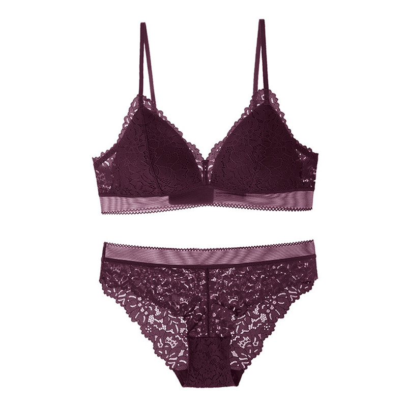 Ασύρματο σουτιέν και εσώρουχα με δαντέλα με λεπτή επένδυση Triangle Cup με Push Up Γυναικεία εσώρουχα Σέξι εσώρουχα Bralette 2019 Νέο