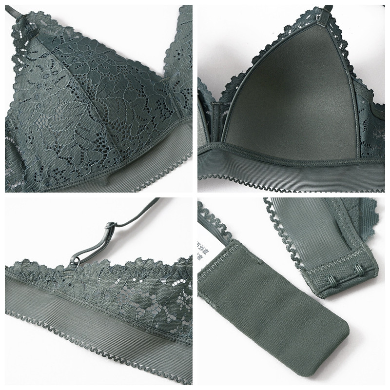 Ασύρματο σουτιέν και εσώρουχα με δαντέλα με λεπτή επένδυση Triangle Cup με Push Up Γυναικεία εσώρουχα Σέξι εσώρουχα Bralette 2019 Νέο