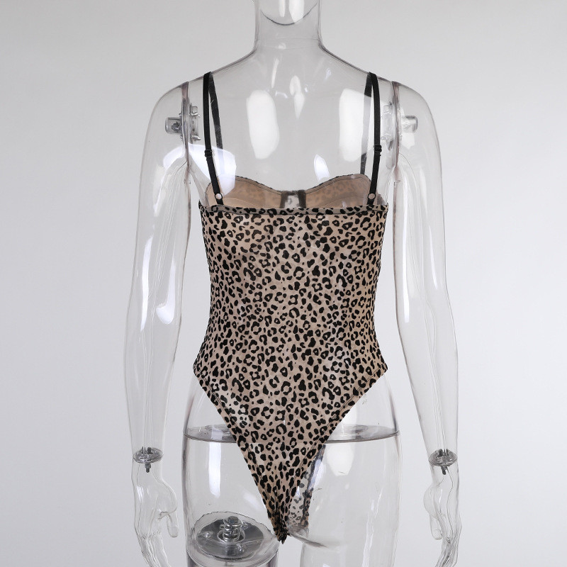 BKLD Leopard Print Spaghetti rihmaga kombinesoon Naiste riided Kevadsuvi 2021 Naiste mood Bodycon Seksikas võrgust body, klubirõivad