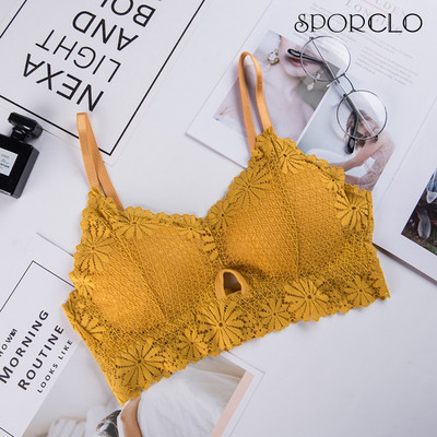 SPORCLO 1 Τεμάχιο Δαντελένιο Σουτιέν Γυναικείο 6 Χρώματα Επενδεδυμένο Εσώρουχο Full Cup Αθλητικό σουτιέν Γυναικείο Άνετο στηθόδεσμο τυλιγμένο δοχείο στήθους