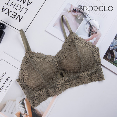 SPORCLO 1 Τεμάχιο Δαντελένιο Σουτιέν Γυναικείο 6 Χρώματα Επενδεδυμένο Εσώρουχο Full Cup Αθλητικό σουτιέν Γυναικείο Άνετο στηθόδεσμο τυλιγμένο δοχείο στήθους