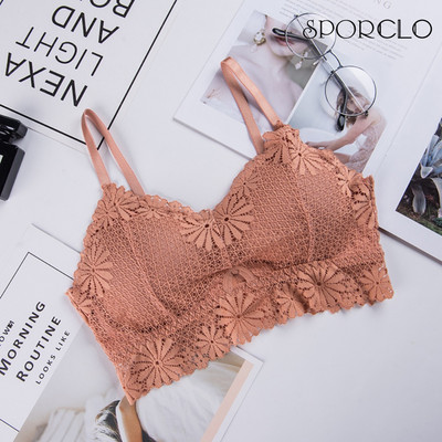 SPORCLO 1 Τεμάχιο Δαντελένιο Σουτιέν Γυναικείο 6 Χρώματα Επενδεδυμένο Εσώρουχο Full Cup Αθλητικό σουτιέν Γυναικείο Άνετο στηθόδεσμο τυλιγμένο δοχείο στήθους