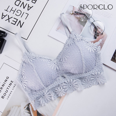 SPORCLO 1 Τεμάχιο Δαντελένιο Σουτιέν Γυναικείο 6 Χρώματα Επενδεδυμένο Εσώρουχο Full Cup Αθλητικό σουτιέν Γυναικείο Άνετο στηθόδεσμο τυλιγμένο δοχείο στήθους