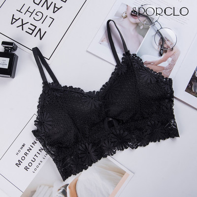 SPORCLO 1 Τεμάχιο Δαντελένιο Σουτιέν Γυναικείο 6 Χρώματα Επενδεδυμένο Εσώρουχο Full Cup Αθλητικό σουτιέν Γυναικείο Άνετο στηθόδεσμο τυλιγμένο δοχείο στήθους