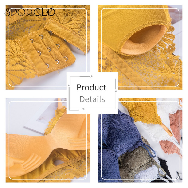 SPORCLO 1 Τεμάχιο Δαντελένιο Σουτιέν Γυναικείο 6 Χρώματα Επενδεδυμένο Εσώρουχο Full Cup Αθλητικό σουτιέν Γυναικείο Άνετο στηθόδεσμο τυλιγμένο δοχείο στήθους