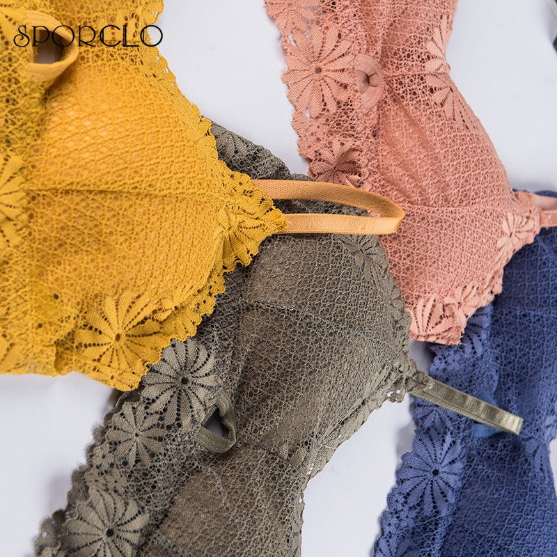 SPORCLO 1 Τεμάχιο Δαντελένιο Σουτιέν Γυναικείο 6 Χρώματα Επενδεδυμένο Εσώρουχο Full Cup Αθλητικό σουτιέν Γυναικείο Άνετο στηθόδεσμο τυλιγμένο δοχείο στήθους