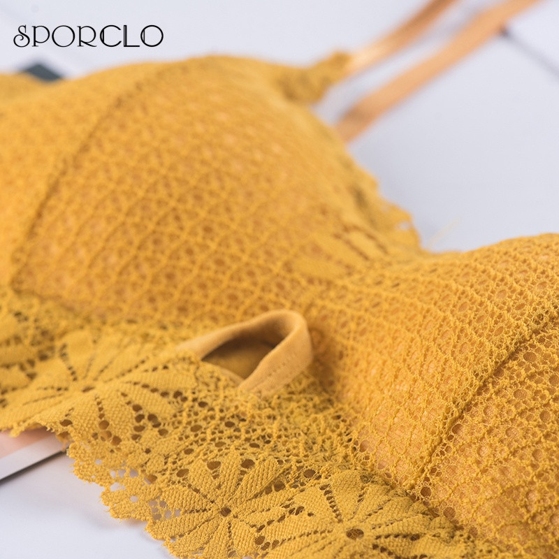 SPORCLO 1 Τεμάχιο Δαντελένιο Σουτιέν Γυναικείο 6 Χρώματα Επενδεδυμένο Εσώρουχο Full Cup Αθλητικό σουτιέν Γυναικείο Άνετο στηθόδεσμο τυλιγμένο δοχείο στήθους