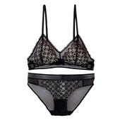 Σέξι Hollow Out Lace Triangle σουτιέν και εσώρουχα Σετ εσώρουχα Soft Thin Cup Ασύρματο γαλλικό σουτιέν Γυναικεία εσώρουχα 2020 Νέο