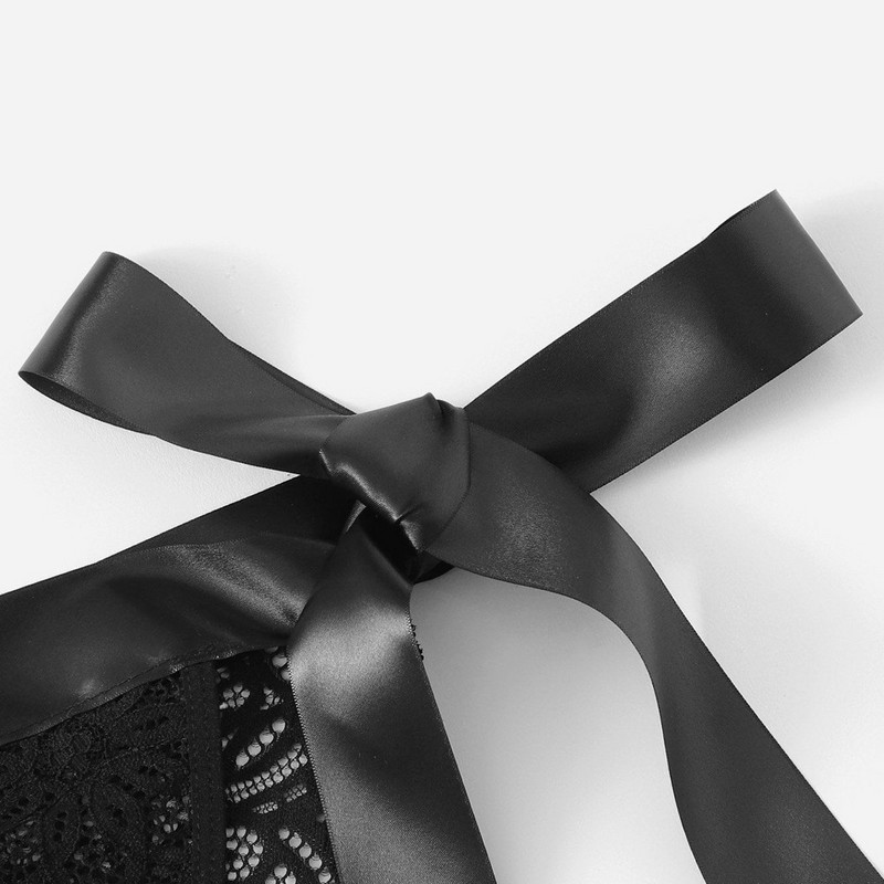 Γραβάτα Σέξι Γυναικείες Babydoll Φιόγκος Σετ εσώρουχα με χτένισμα Σουτιέν εσωρούχων Δαντέλα Σέξι εσώρουχα Push-Up σουτιέν Crop