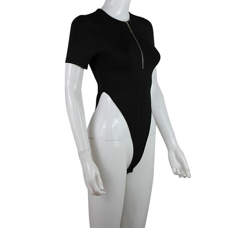 BKLD 202 haine noi de vară pentru femei, cu mâneci scurte, cu talie înaltă, cu fermoar, gât rotund, subțire, sexy, top, ocazional, negru