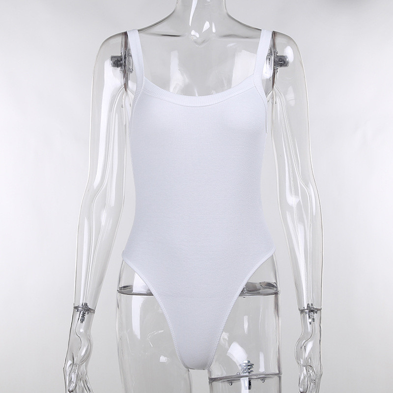 BKLD 2021, nou, culoare uni, top alb, curea spaghetti, cu gâtul în U, fără mâneci, subțire, sexy, ținute dintr-o singură bucată, îmbrăcăminte pentru femei