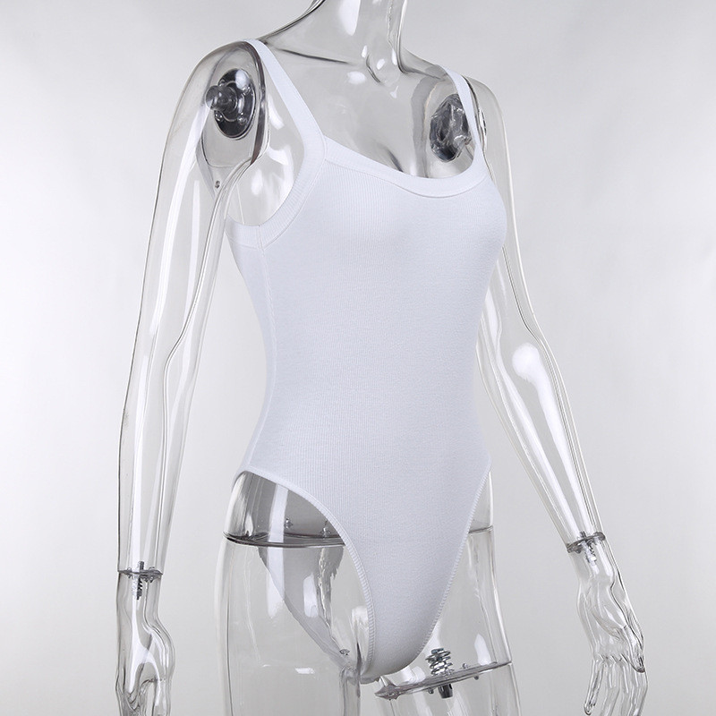 BKLD 2021, nou, culoare uni, top alb, curea spaghetti, cu gâtul în U, fără mâneci, subțire, sexy, ținute dintr-o singură bucată, îmbrăcăminte pentru femei