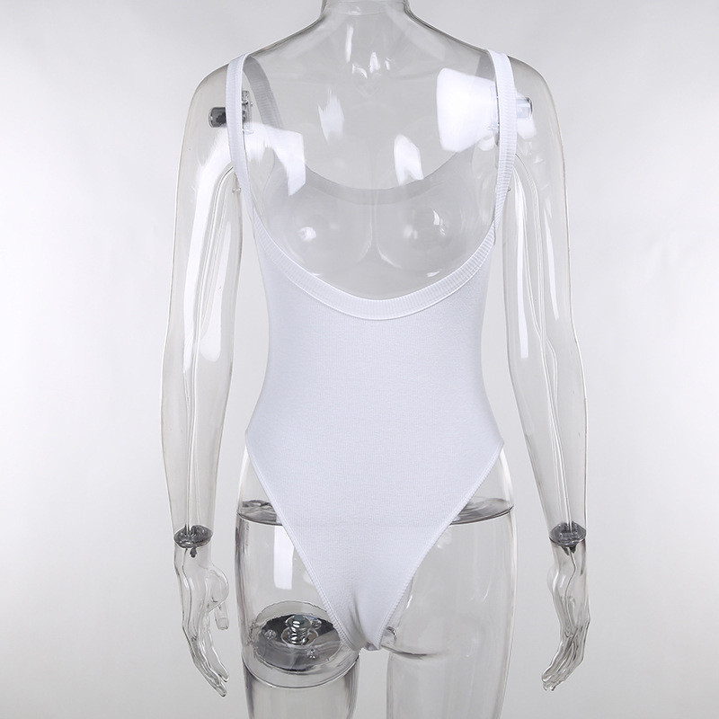 BKLD 2021, nou, culoare uni, top alb, curea spaghetti, cu gâtul în U, fără mâneci, subțire, sexy, ținute dintr-o singură bucată, îmbrăcăminte pentru femei