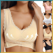 Ženski grudnjak Za žene Donje rublje Seksi donje rublje Čipkasti jednobojni križni kopča Bežični Push Up Bralette Prozračni grudnjak za spavanje