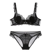 Σέξι δαντελένιο εξαιρετικά λεπτό διάφανο σουτιέν με δαντελωτό σετ εσωρούχων Γυναικεία εσώρουχα Plus Size Σετ σουτιέν και εσώρουχα ABCDE Cup