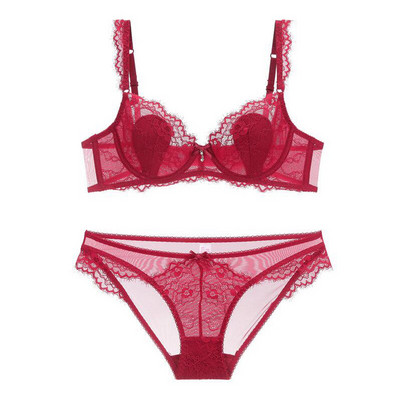 Σέξι δαντελένιο εξαιρετικά λεπτό διάφανο σουτιέν με δαντελωτό σετ εσωρούχων Γυναικεία εσώρουχα Plus Size Σετ σουτιέν και εσώρουχα ABCDE Cup