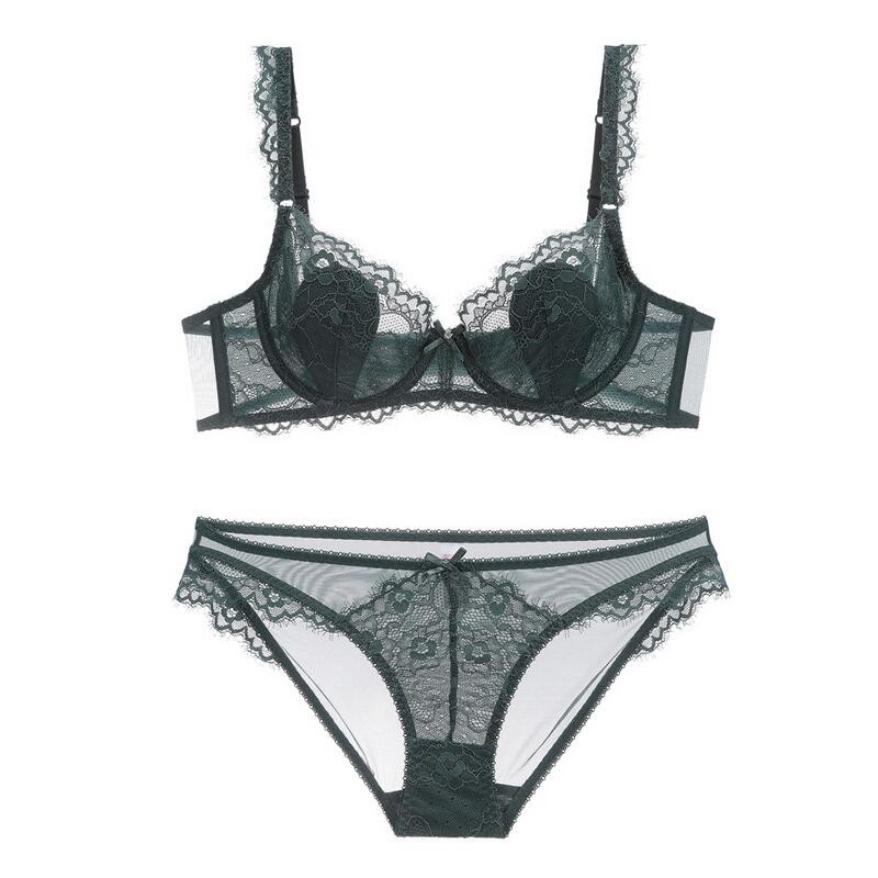 Σέξι δαντελένιο εξαιρετικά λεπτό διάφανο σουτιέν με δαντελωτό σετ εσωρούχων Γυναικεία εσώρουχα Plus Size Σετ σουτιέν και εσώρουχα ABCDE Cup