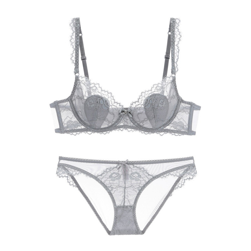 Σέξι δαντελένιο εξαιρετικά λεπτό διάφανο σουτιέν με δαντελωτό σετ εσωρούχων Γυναικεία εσώρουχα Plus Size Σετ σουτιέν και εσώρουχα ABCDE Cup