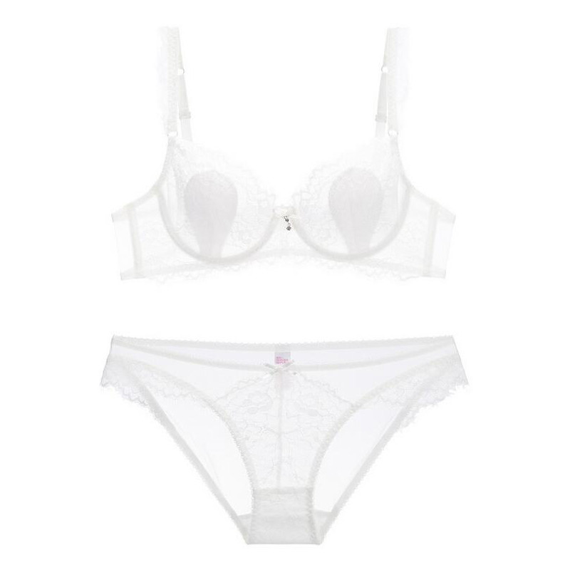 Σέξι δαντελένιο εξαιρετικά λεπτό διάφανο σουτιέν με δαντελωτό σετ εσωρούχων Γυναικεία εσώρουχα Plus Size Σετ σουτιέν και εσώρουχα ABCDE Cup