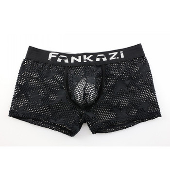 Мъжко бельо Boxer Sexy Men U Convex Boxershorts Men Breathable Mesh Hollow Out Cueca Masculina Bielizna Sous Vetement Homme