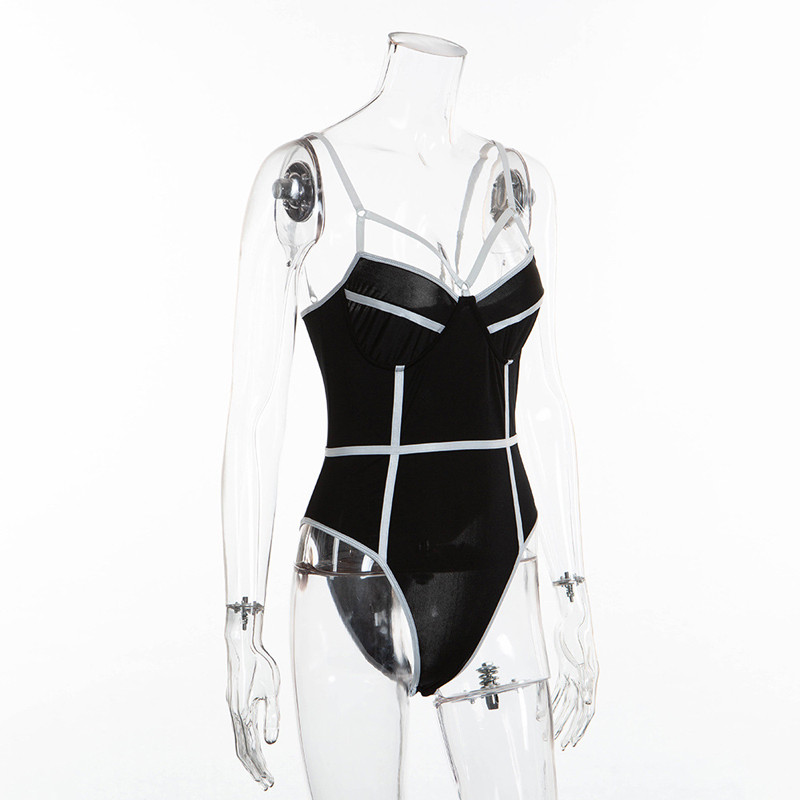 Γυναικεία κορμάκια Σέξι αμάνικο κορμάκι με ρίγες με σφεντόνα Hollow Out Romper Ερωτικό Push Up Jumpsuit Ανοιχτή πλάτη με βαθύ λαιμό