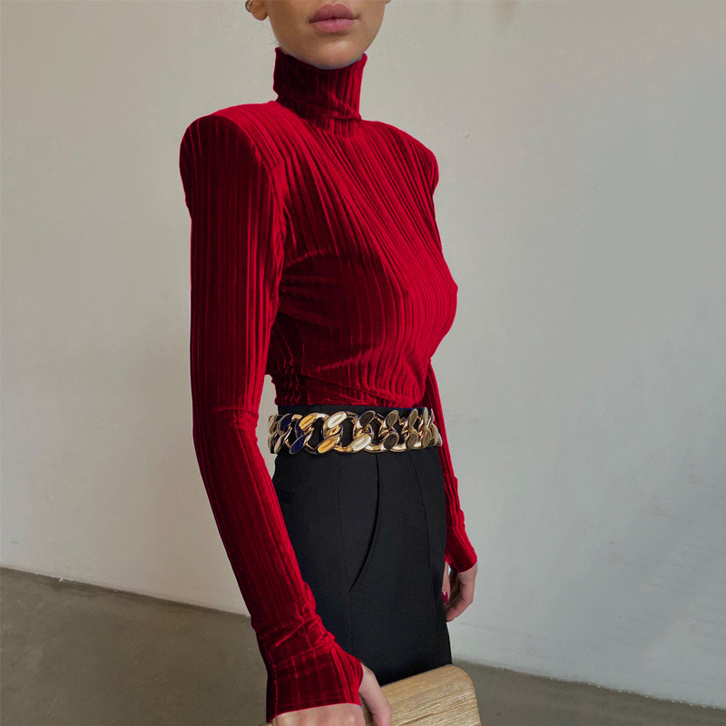 DSMTRC 2022 haine de primăvară toamnă pentru femei la modă cu mâneci lungi din catifea tricou bodycon topuri body articole cu ridicata dropshipping