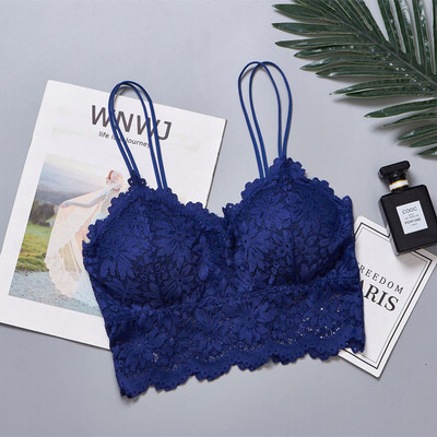 Seksikas rinnahoidja naiste jaoks õõnsa pitsiga korsett lühike bralette sling toru rinnahoidja juhtmevaba ilus seljaosa aluspesu päitsetega paagipealne kamisole