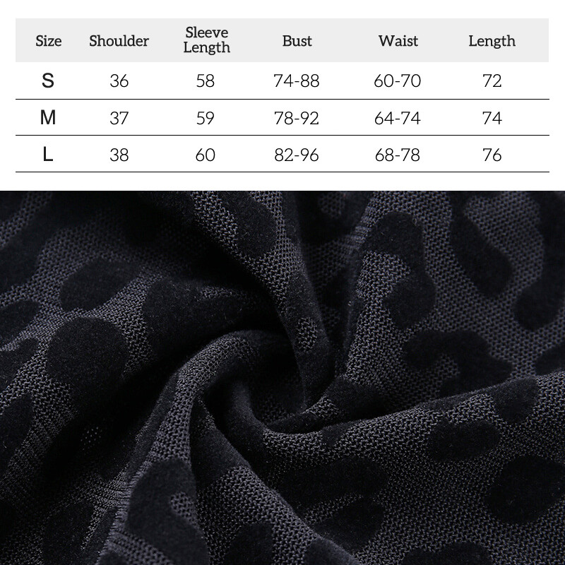 Body cu plasă leopard transparent pentru femei, sexy, negru, cu gât pătrat, în formă de sutien, cu mânecă lungă, bodycon, chic, elegant, 2019