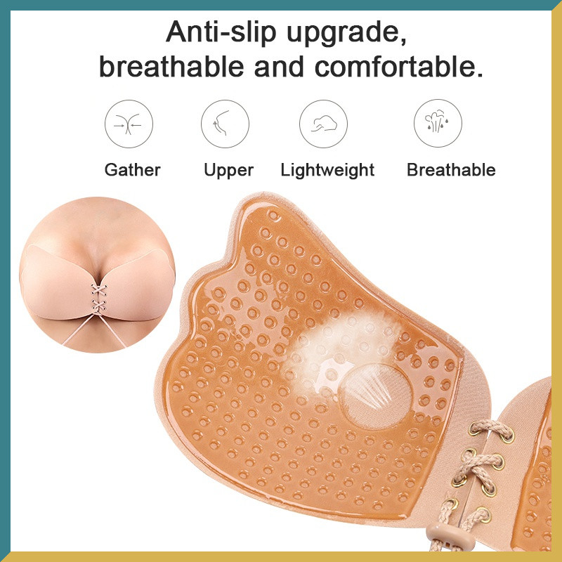 Στράπλες Σουτιέν Αυτοκόλλητο Σουτιέν Push Up Γυναικεία Εσώρουχα Rabbit Brassiere Γυναικεία εσώρουχα αόρατα σιλικόνης σε σχήμα φτερού