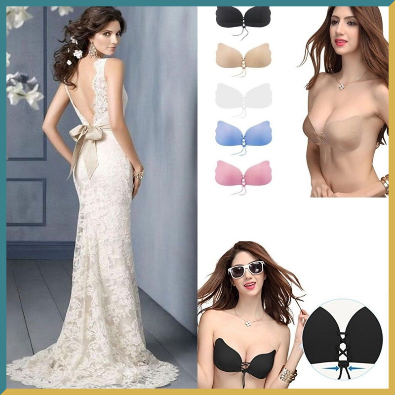 Στράπλες Σουτιέν Αυτοκόλλητο Σουτιέν Push Up Γυναικεία Εσώρουχα Rabbit Brassiere Γυναικεία εσώρουχα αόρατα σιλικόνης σε σχήμα φτερού