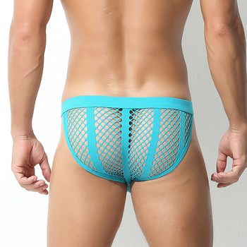 Мъжко бельо Ropa Interior Hombre Sexy Mesh Briefs Hollow Out Calzoncillos Slip Sissy Underpants Lingerie Solid Cuecas