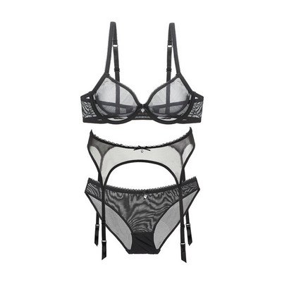 Varsbaby lenjerie de corp sexy transparentă fără căptușeală pentru femei, cu sârmă, plus seturi de sutien 3 buc/loturi