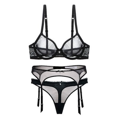 Varsbaby lenjerie de corp sexy transparentă fără căptușeală pentru femei, cu sârmă, plus seturi de sutien 3 buc/loturi