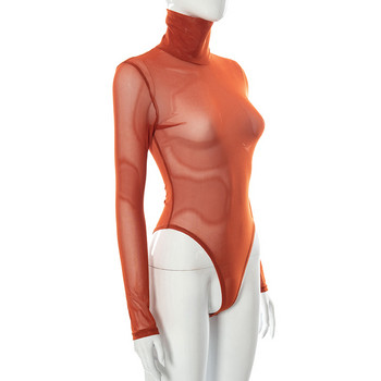 DSMTRC Дамска есенна мода Bodycon 2021 Party Club Спортно облекло Y2K Rompers Едноцветно водолазка с дълъг ръкав Секси боди