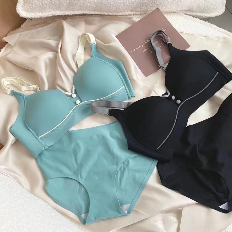 Cupă subțire fără sudură japoneză, netedă, franțuzească, fără urme, costume de lenjerie confortabilă, pentru fete, cu nasturi, set de brațete la modă