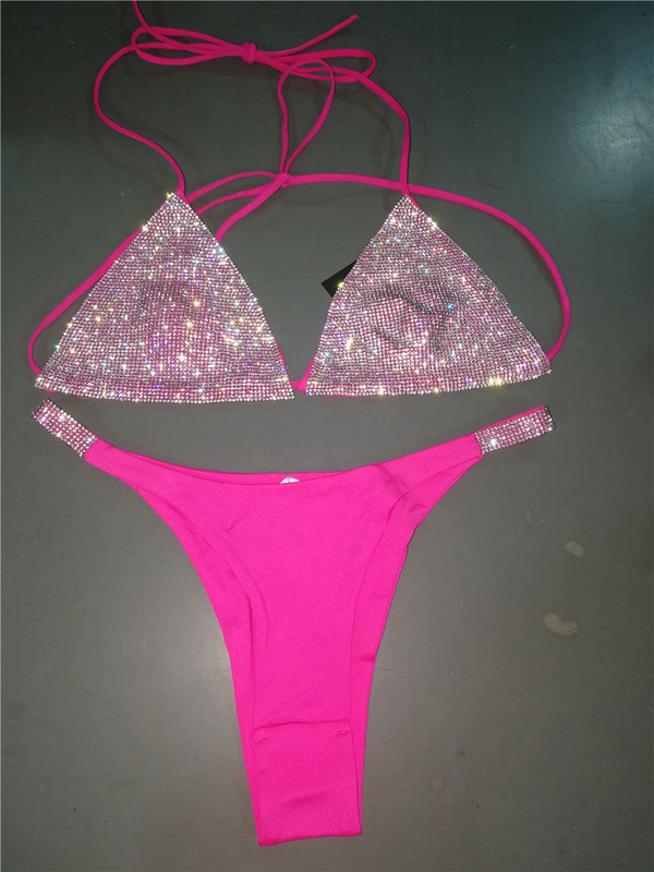 Ellolace Diamond Bling pesu Crystal aluspesu rinnahoidja komplekt String Vacation Rhinestone pesukomplekt Diamante rinnahoidja aluspüksid hulgimüük