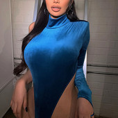 Baršunasti vrući, seksi ženski bodi s dugim rukavima, modni kombinezoni za zabave, jesen 2020. Novi dolazak, uska klupska odjeća, jednobojni kombinezon