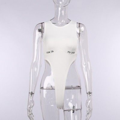 DSMTRC Body de vară pentru femei, cu litere de broderie, sexy, fără mâneci, cu croiala înaltă, maiou, 2021, costum de bază Y2K, la modă de stradă